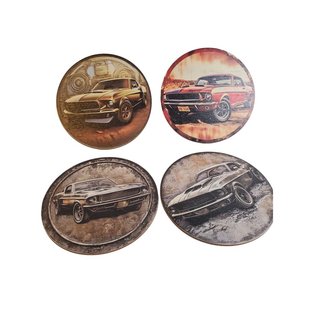 Car Wooden Coasters - Lot of 4